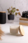 FROSTED ROUND JAR CANDLE WITH WOODEN LID 120G